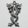 Pendant/Charm Zinc Alloy Jewelry Findings Lead-free, Dragon 21x35mm Hole:2mm, Sold by Bag