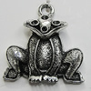 Pendant/Charm Zinc Alloy Jewelry Findings Lead-free, Frog 25x28mm Hole:3mm, Sold by Bag