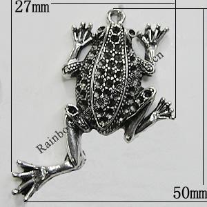 Pendant Setting Zinc Alloy Jewelry Findings Lead-free, Frog 27x50mm Hole:2mm, Sold by Bag