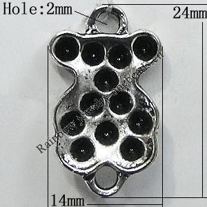 Pendant Setting Zinc Alloy Jewelry Findings Lead-free, Bear 24x14mm Hole:2mm, Sold by Bag