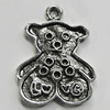 Pendant Setting Zinc Alloy Jewelry Findings Lead-free, Bear 22x27mm Hole:2mm, Sold by Bag