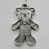 Pendant/Charm Zinc Alloy Jewelry Findings Lead-free, Bear 17x27mm Hole:2mm, Sold by Bag