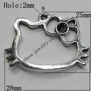 Pendant Setting Zinc Alloy Jewelry Findings Lead-free, Cat Head 28x25mm Hole:2mm, Sold by Bag