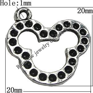 Pendant Setting Zinc Alloy Jewelry Findings Lead-free, Animal Head 20x20mm Hole:1mm, Sold by Bag