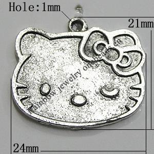 Pendant/Charm Zinc Alloy Jewelry Findings Lead-free, Cat 24x21mm Hole:1mm, Sold by Bag