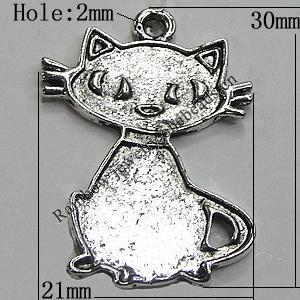 Pendant/Charm Zinc Alloy Jewelry Findings Lead-free, Cat 21x30mm Hole:2mm, Sold by Bag