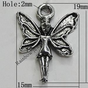 Pendant/Charm Zinc Alloy Jewelry Findings Lead-free, 15x19mm Hole:2mm, Sold by Bag