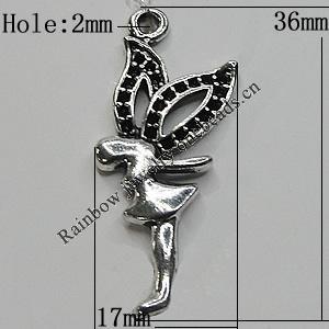 Pendant/Charm Zinc Alloy Jewelry Findings Lead-free, 17x36mm Hole:2mm, Sold by Bag