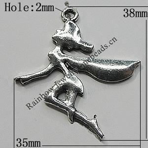 Pendant/Charm Zinc Alloy Jewelry Findings Lead-free, 35x38mm Hole:2mm, Sold by Bag