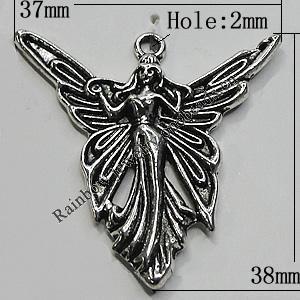 Pendant/Charm Zinc Alloy Jewelry Findings Lead-free, 38x37mm Hole:2mm, Sold by Bag