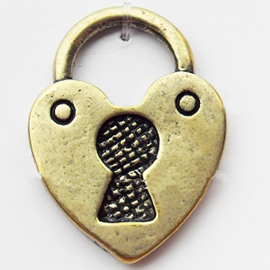 Pendant, Zinc Alloy Jewelry Findings, Heart, 16x22mm, Sold by Bag  