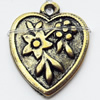 Pendant, Zinc Alloy Jewelry Findings, Heart, 13x17mm, Sold by Bag  