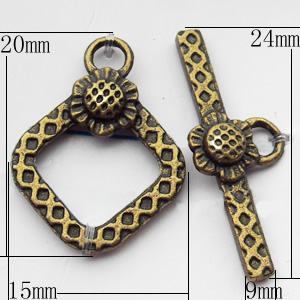 Clasps Zinc Alloy Jewelry Findings Lead-free, Loop:15x20mm Bar:9x24mm, Sold by KG  