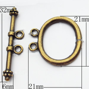 Clasps Zinc Alloy Jewelry Findings Lead-free, Loop:21x21mm Bar:6x32mm, Sold by KG
