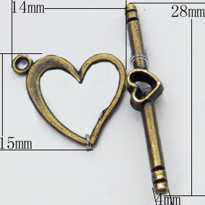 Clasps Zinc Alloy Jewelry Findings Lead-free, Loop:14x15mm Bar:4x28mm, Sold by KG  
