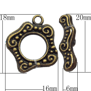 Clasps Zinc Alloy Jewelry Findings Lead-free, Loop:16x18mm Bar:6x20mm, Sold by KG  