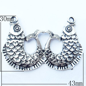 Connector, Zinc Alloy Jewelry Findings, 43x30mm, Sold by Bag