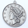 Pendant, Zinc Alloy Jewelry Findings, 33x38mm, Sold by Bag