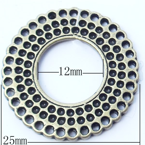 Donut, Zinc Alloy Jewelry Findings, Outside diameter:25mm Inside diameter:12mm, Sold by Bag