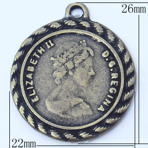 Pendant, Zinc Alloy Jewelry Findings, 22x26mm, Sold by Bag