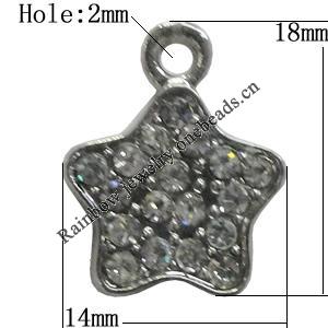 Pendant Setting Zinc Alloy Jewelry Findings Lead-free, Star 14x18mm Hole:2mm, Sold by Bag