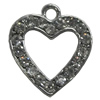 Pendant Setting Zinc Alloy Jewelry Findings Lead-free, Heart 19x22mm Hole:3mm, Sold by Bag