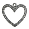 Pendant Setting Zinc Alloy Jewelry Findings Lead-free, Heart 24x24mm Hole:2mm, Sold by Bag