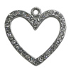 Pendant Setting Zinc Alloy Jewelry Findings Lead-free, Heart 24x24mm Hole:2mm, Sold by Bag