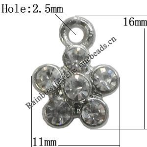 Pendant Setting Zinc Alloy Jewelry Findings Lead-free, Flower 11x16mm Hole:2.5mm, Sold by Bag