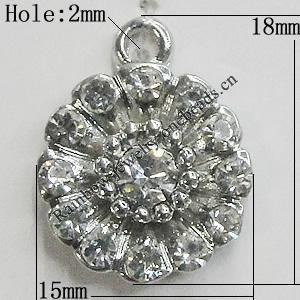 Pendant Setting Zinc Alloy Jewelry Findings Lead-free, Flower 18x15mm Hole:2mm, Sold by Bag