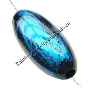 Painted (spray-paint ) Acrylic Beads, Oval, 30x12mm, Hole:Approx 3mm, Sold by Bag