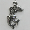 Pendant Setting Zinc Alloy Jewelry Findings Lead-free, Dolphin 12x23mm Hole:2mm, Sold by Bag