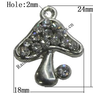 Pendant Setting Zinc Alloy Jewelry Findings Lead-free, Mushroom 18x24mm Hole:2mm, Sold by Bag