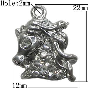 Pendant Setting Zinc Alloy Jewelry Findings Lead-free, Animal Head 12x22mm Hole:2mm, Sold by Bag