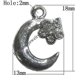 Pendant Setting Zinc Alloy Jewelry Findings Lead-free, 13x18mm Hole:2mm, Sold by Bag