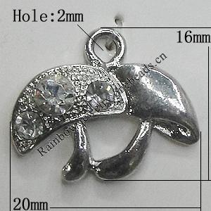 Pendant Setting Zinc Alloy Jewelry Findings Lead-free, Mushroom 20x16mm Hole:2mm, Sold by Bag