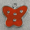 Pendant Zinc Alloy Enamel Jewelry Findings Lead-free, Butterfly 21x22mm Hole:2.5mm, Sold by Bag