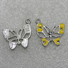 Pendant Zinc Alloy Enamel Jewelry Findings Lead-free, Butterfly 23x23mm Hole:2mm, Sold by Bag