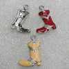 Pendant Zinc Alloy Enamel Jewelry Findings Lead-free, Boot 24x16mm Hole:2mm, Sold by Bag