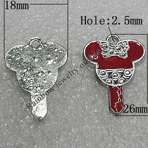 Pendant Zinc Alloy Enamel Jewelry Findings Lead-free, Key 26x18mm Hole:2.5mm, Sold by Bag