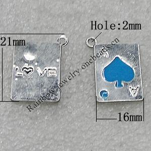 Pendant Zinc Alloy Enamel Jewelry Findings Lead-free, 21x16mm Hole:2mm, Sold by Bag