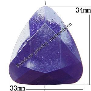 Solid Acrylic Beads, Faceted Rectangle, 34x33mm Hole:2mm, Sold by Bag