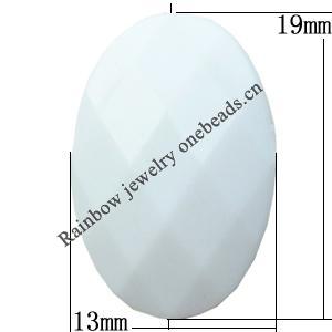 Solid Acrylic Beads, Faceted Flat Oval 19x13mm Hole:1mm, Sold by Bag