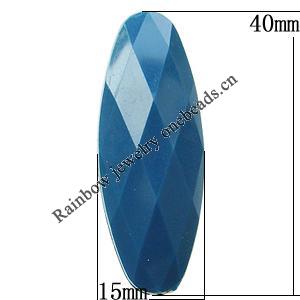 Solid Acrylic Beads, Faceted Flat Oval 40x15mm Hole:2mm, Sold by Bag