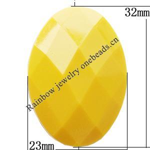 Solid Acrylic Beads, Faceted Oval 32x23mm Hole:2mm, Sold by Bag