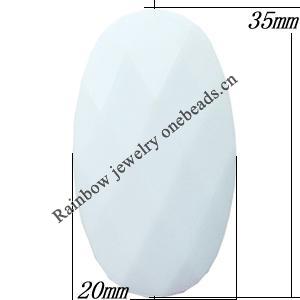 Solid Acrylic Beads, Faceted Flat Oval 35x20x8mm Hole:2mm, Sold by Bag