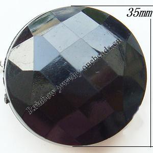 Solid Acrylic Beads, Faceted Flat Round 35x13mm Hole:2mm, Sold by Bag
