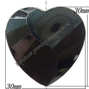 Solid Acrylic Beads, Faceted Heart 30x30mm Hole:2mm, Sold by Bag