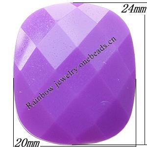 Solid Acrylic Beads, Faceted Rectangle 20x24x10mm Hole:2mm, Sold by Bag