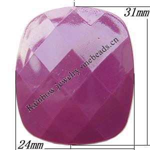 Solid Acrylic Beads, Faceted Rectangle 24x31x8mm Hole:2mm, Sold by Bag